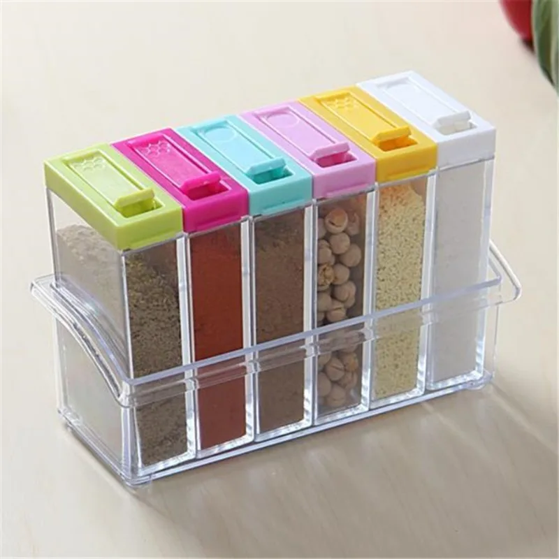 Kitchen Gadgets Storage - Caixa de tempero transparente com seis