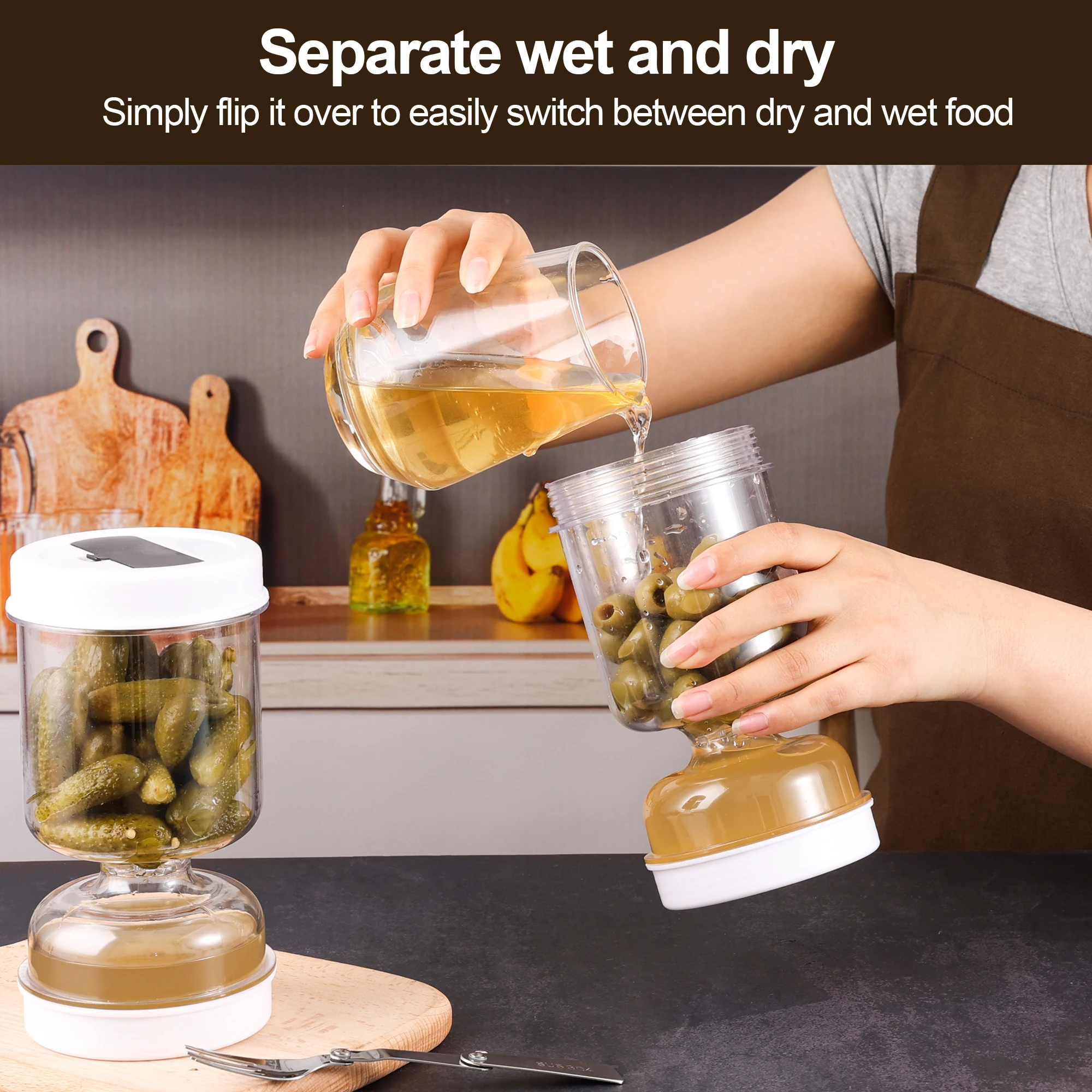 Frasco de picles com garfos, d - Korean Kitchen Gadgets avaliação e preço
