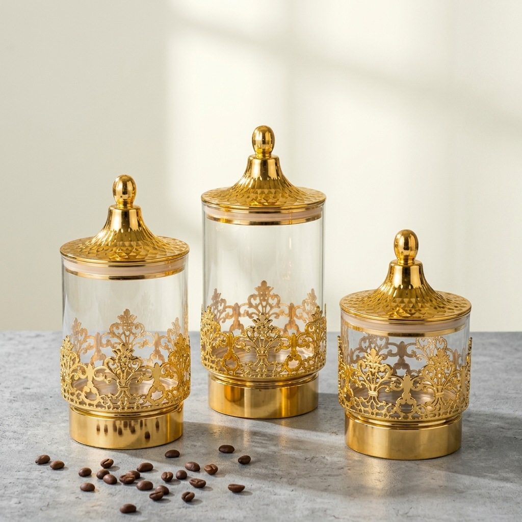 Latas Transparentes Douradas R - Kitchen Gadgets Storage avaliação e preço